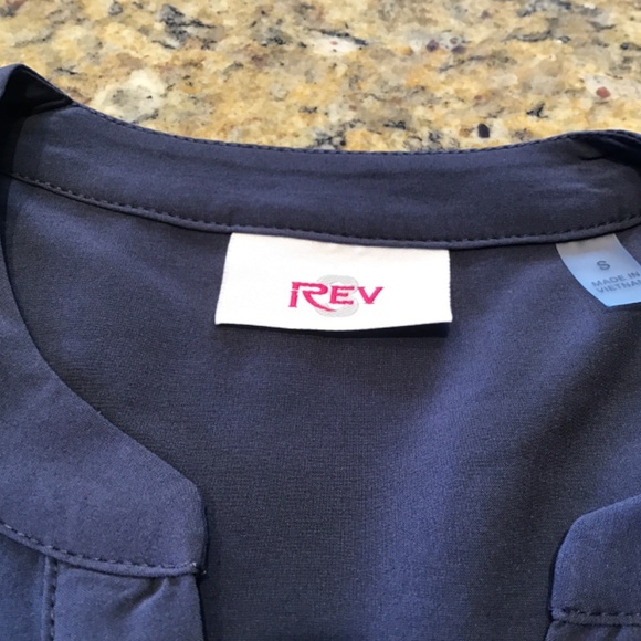 Rev3 Womens Blouse Blue V-Neck Long Sleeves Top Tunic Stretch Soft Relaxed Fit - Picture 4 of 6